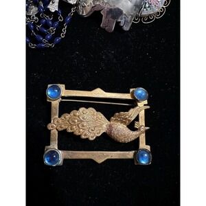 Antique Art Deco Peacock Bird Brooch